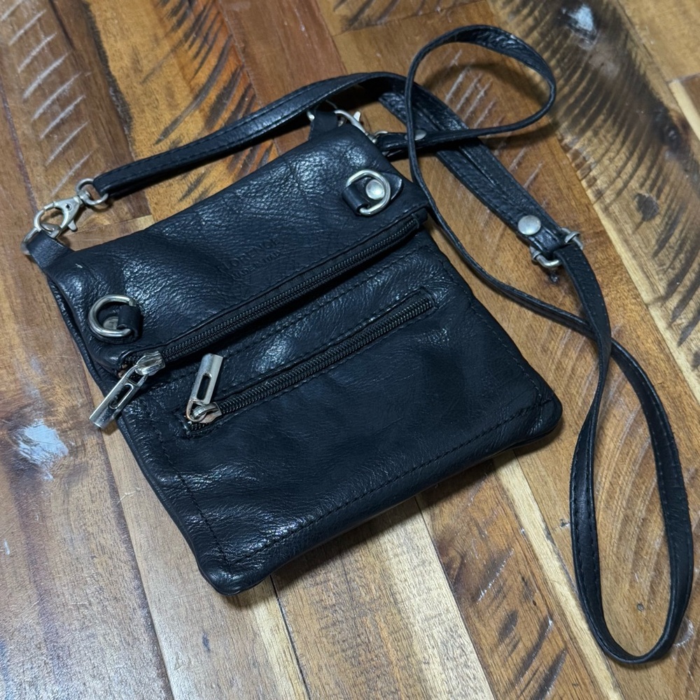 Black Italian Leather Crossbody Bag